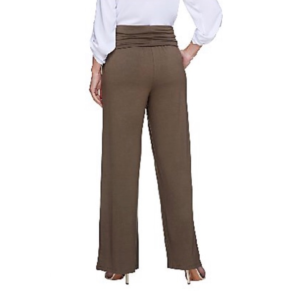 Edge by Jen Rade Petite Knit Wide Leg Foldover Waist Pants NWT 2XP Black A256662 - Picture 3 of 11